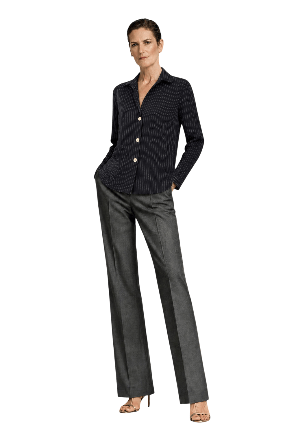1990s Navy Blue Cotton Blouse - Model