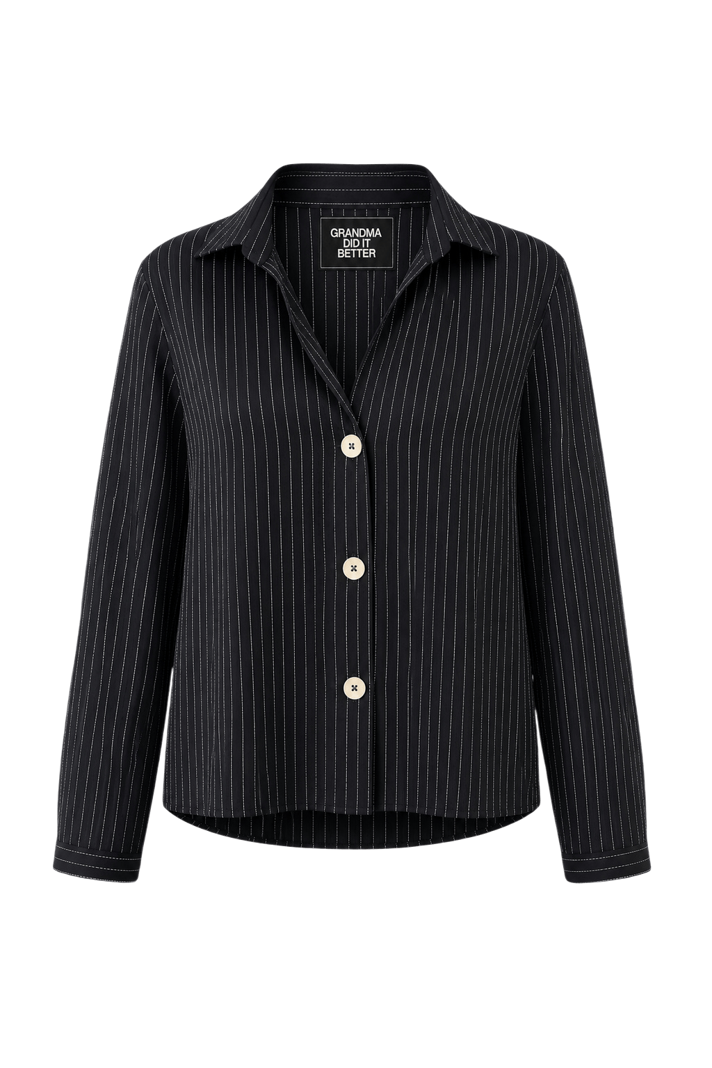 1990s Navy Blue Cotton Blouse - Front View