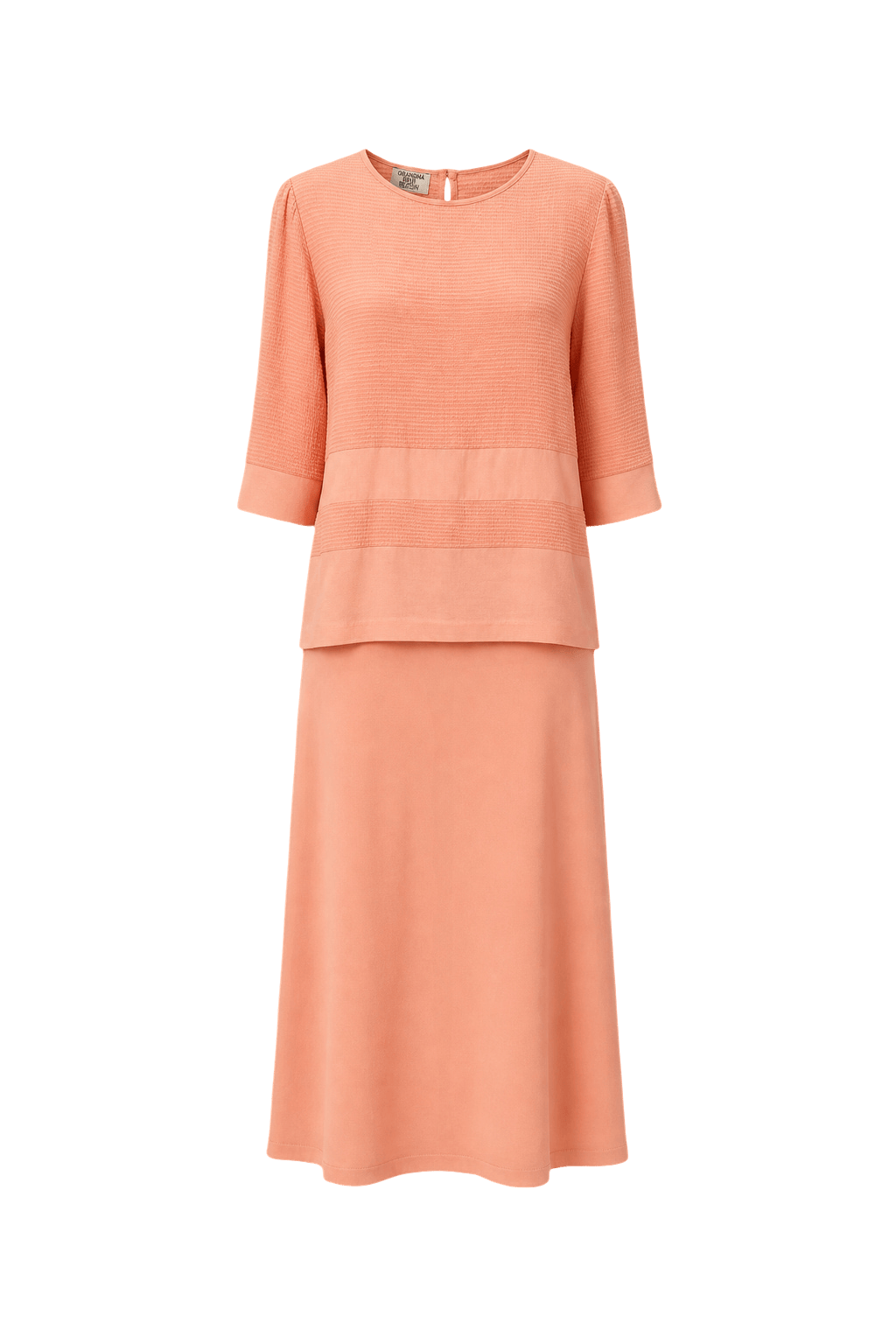 1980s Peach Cotton Blouse and Skirt Set - Front View