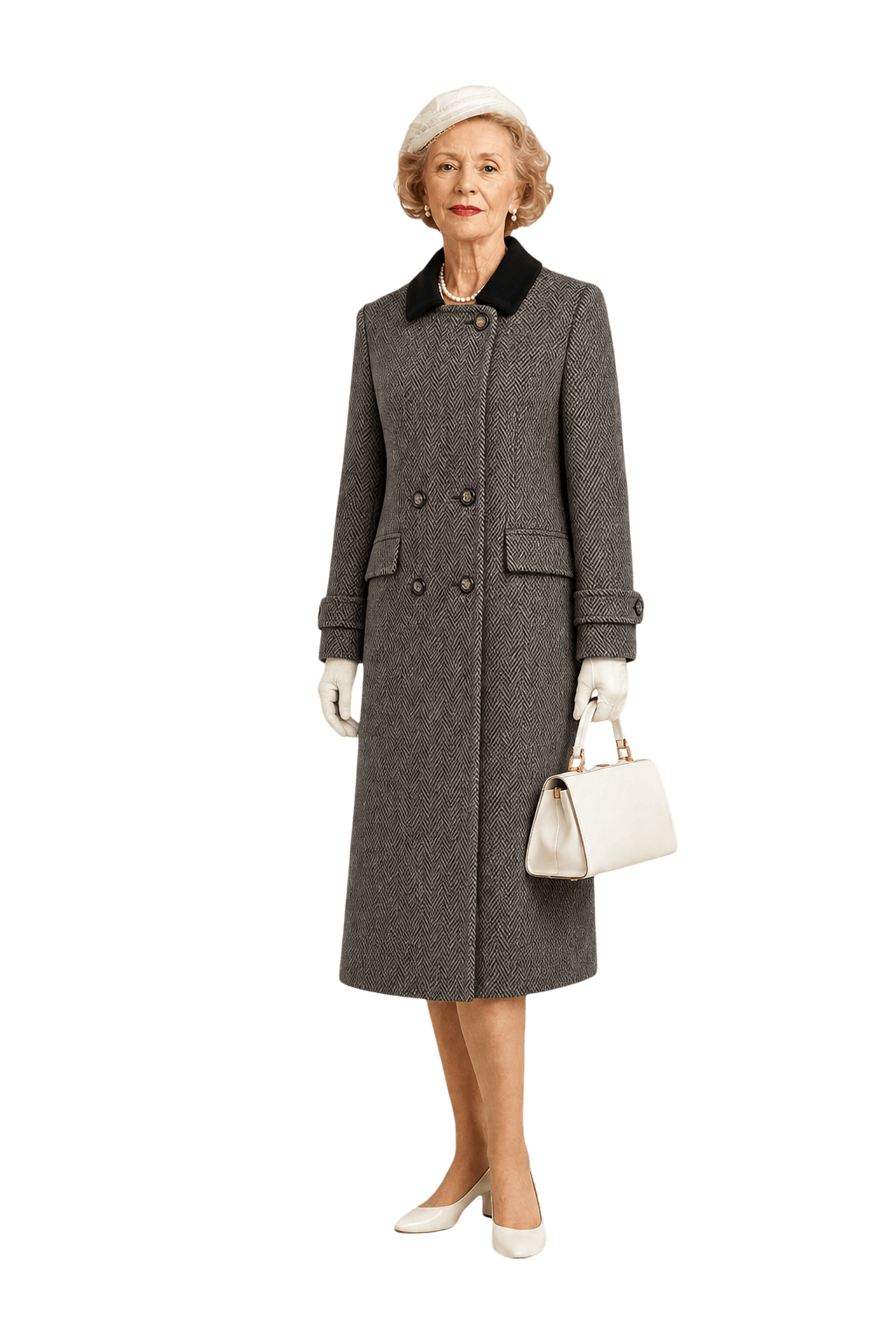 1950s Grey Wool Blend Coat - Model