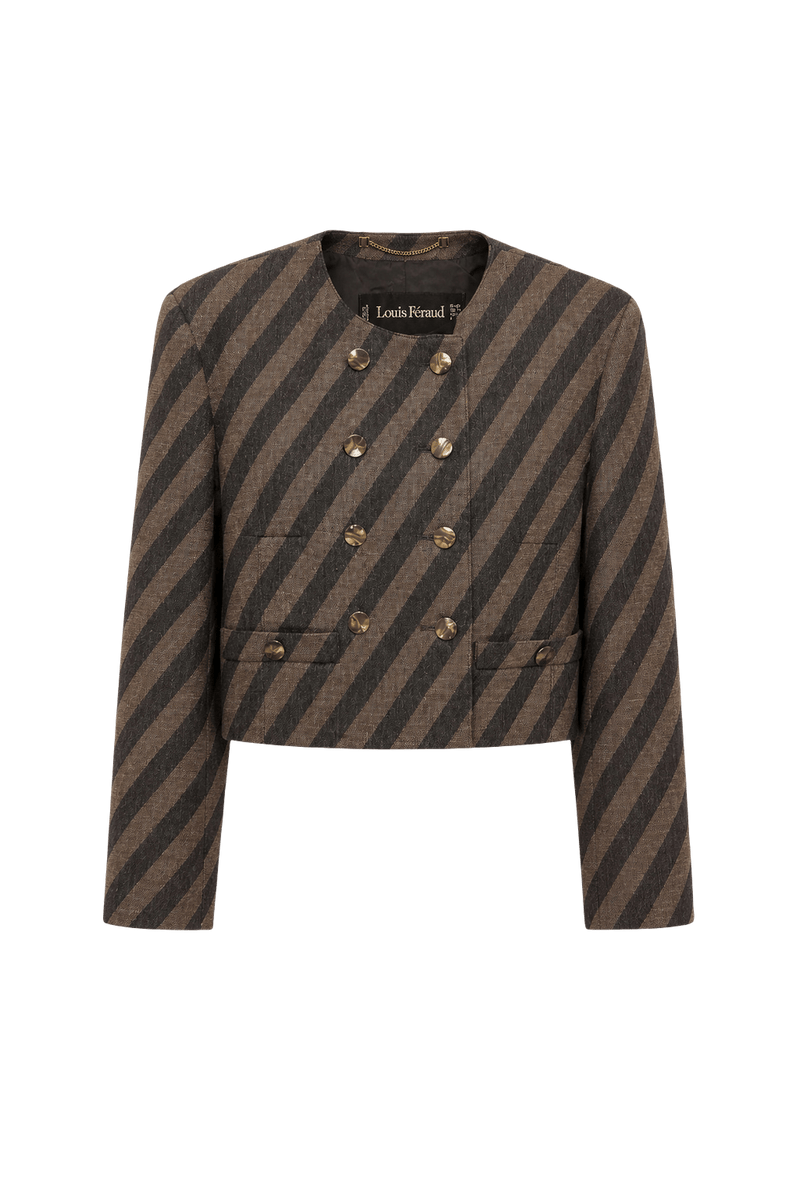 1980s Brown Wool Blend Blazer - Front View