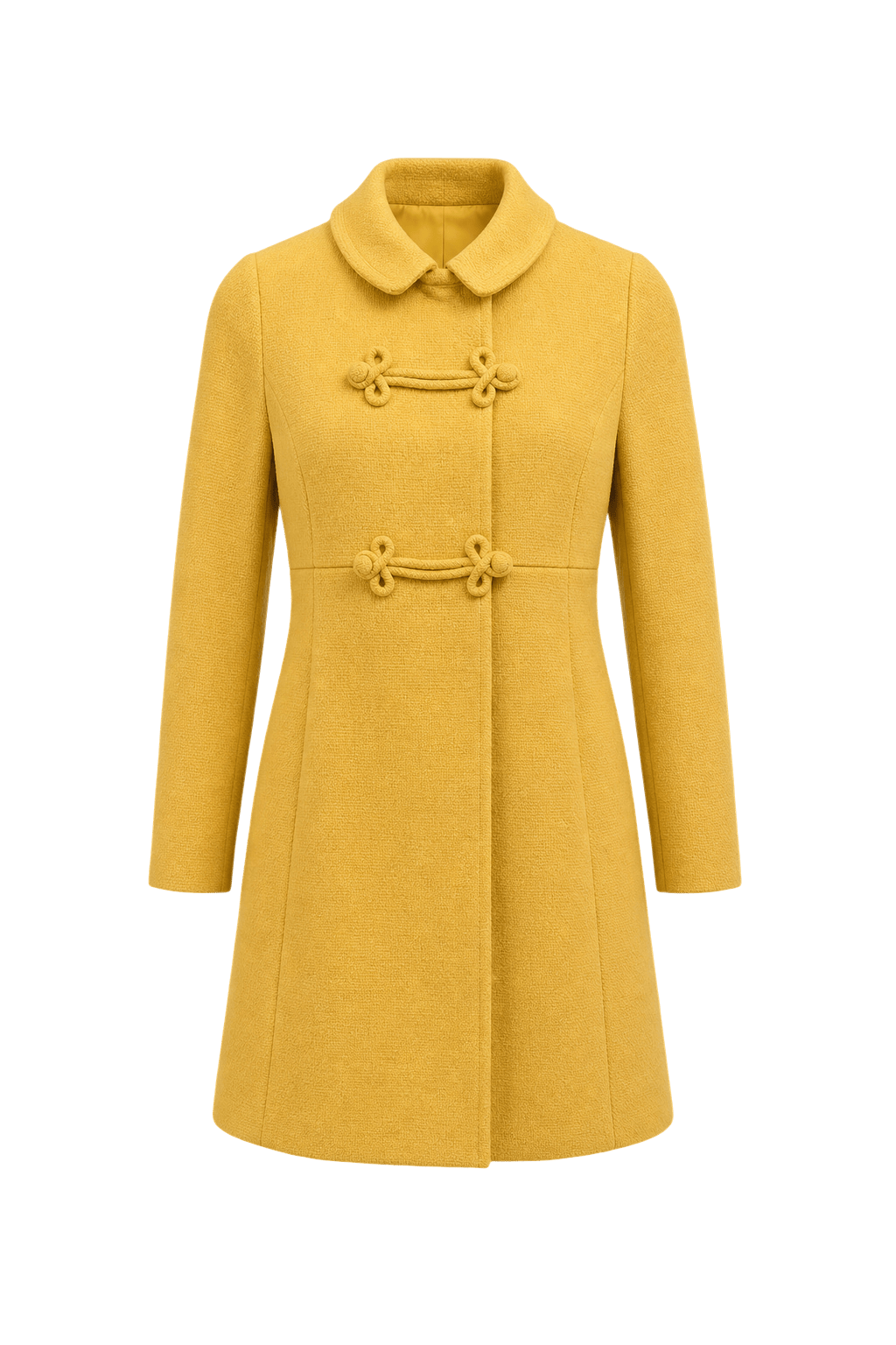 1960s Yellow Wool Blend Coat - Front View