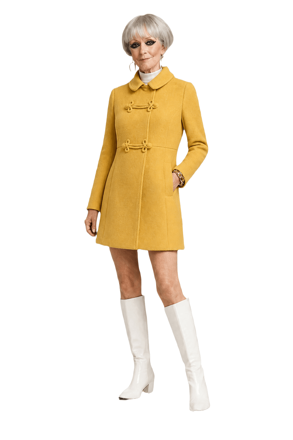 1960s Yellow Wool Blend Coat - Model