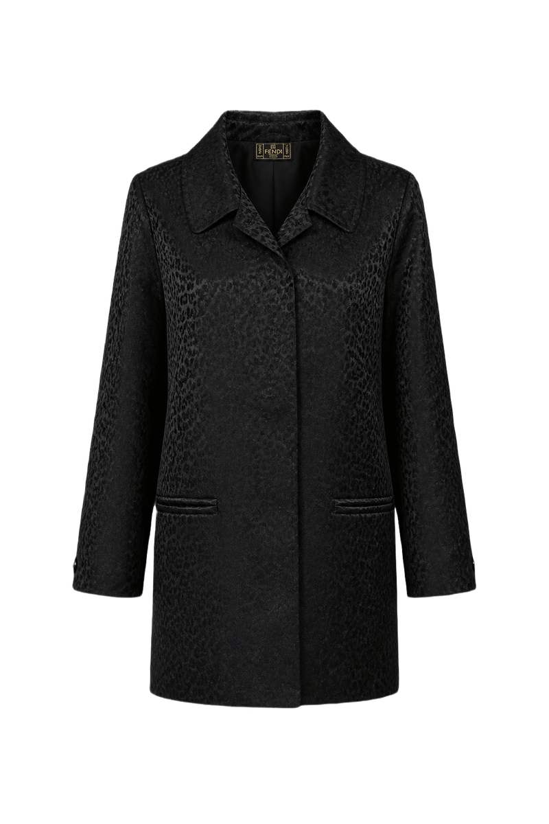 1990s Black Polyester Coat - Front View