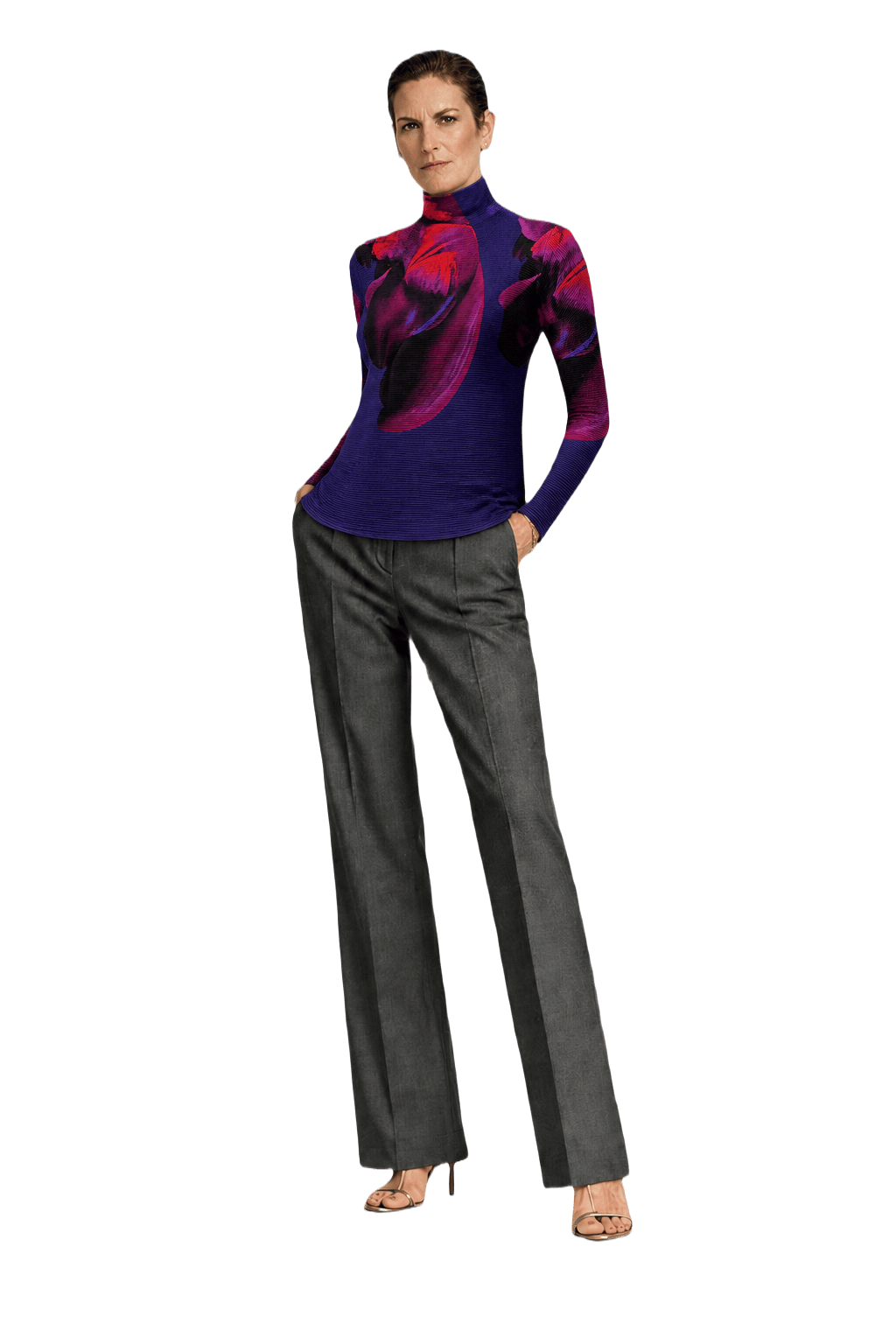 1990s Purple Synthetic Blend Blouse - Model