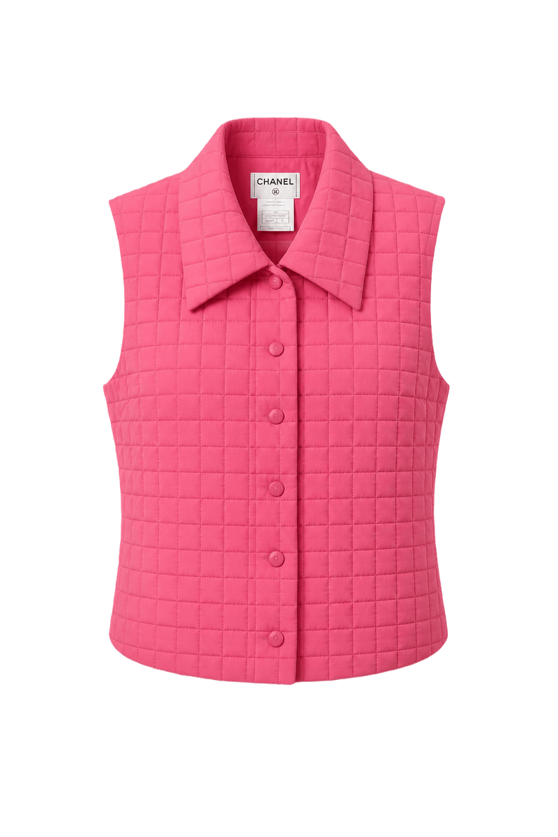 1990s Pink Synthetic Blend Vest - Front View