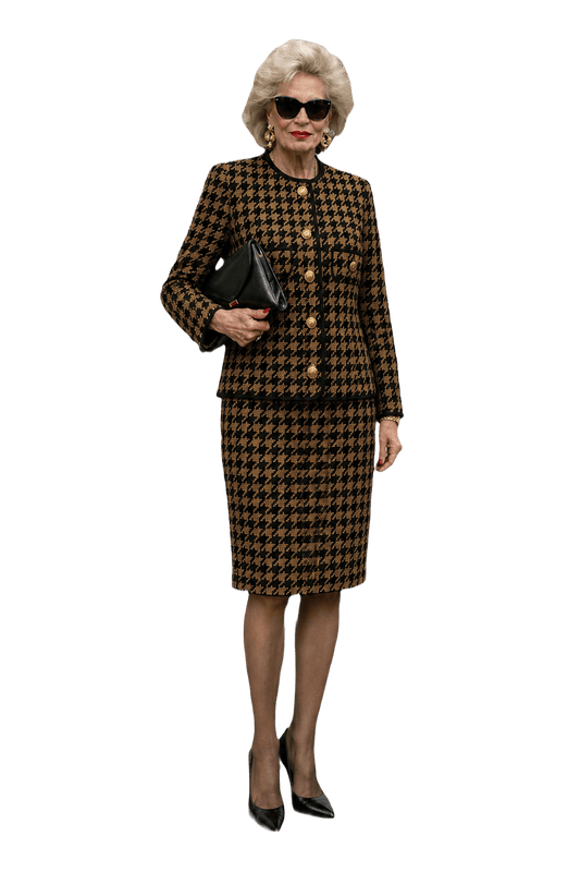 1980s Black and Tan Wool Blend 2-piece Set - Model