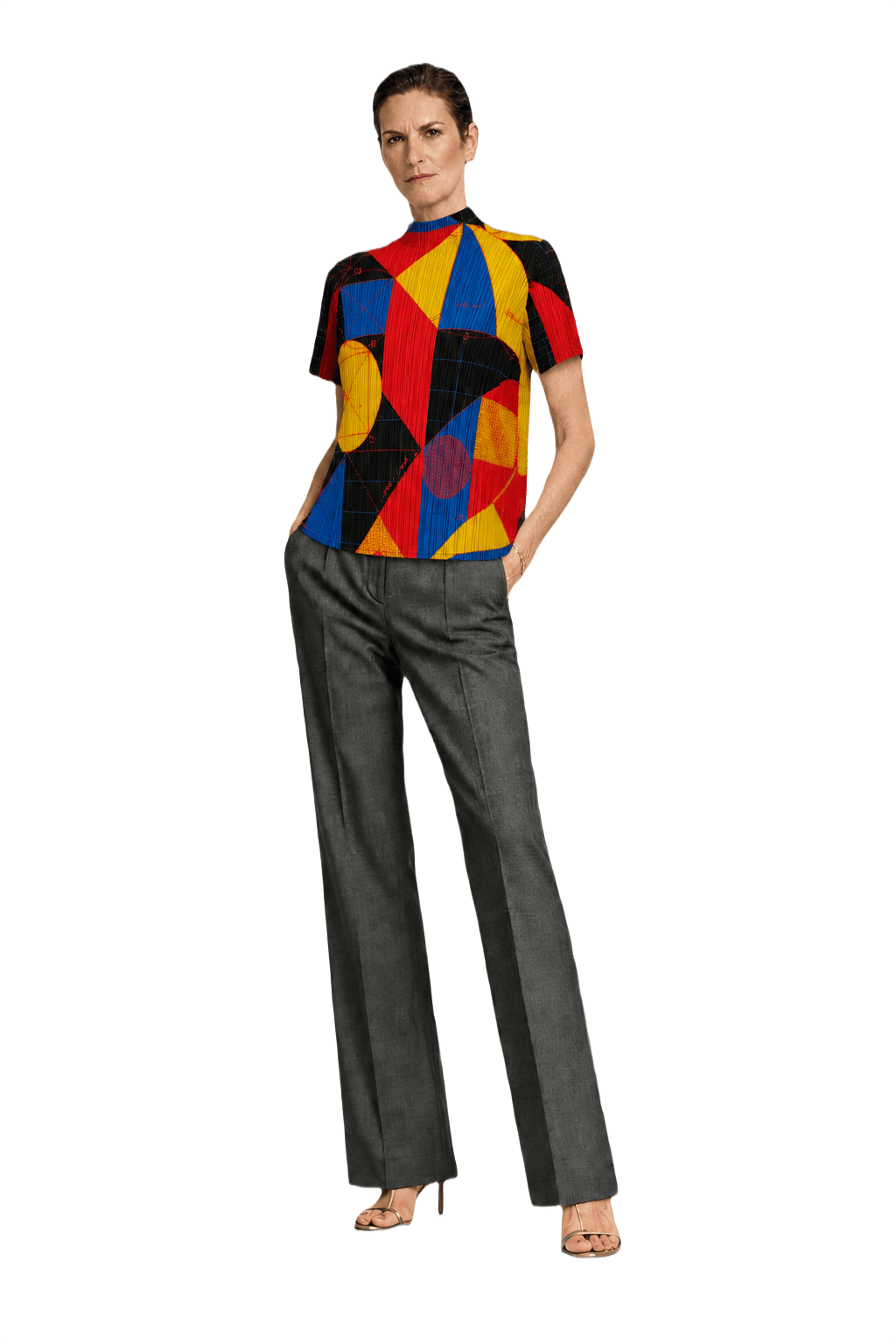 1990s Multi-Colored Synthetic Blend Blouse - Model