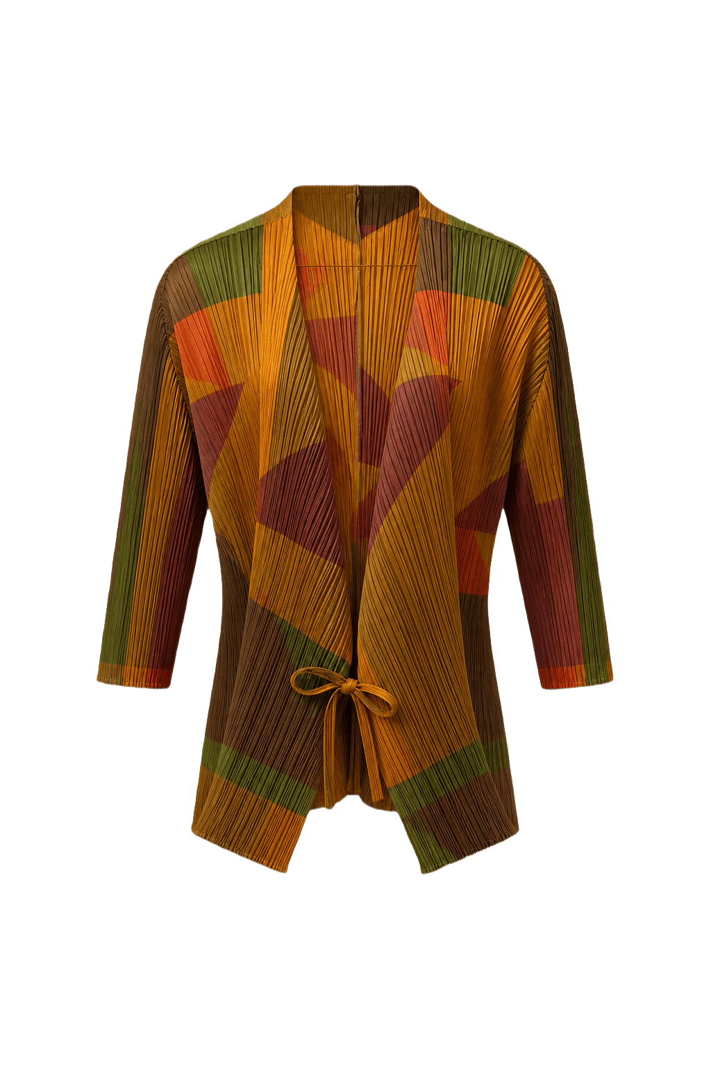 1990s Orange Synthetic Kimono Jacket - Front View