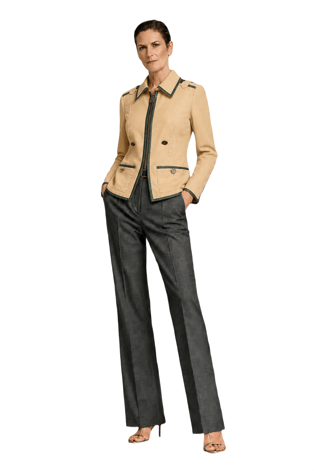 1990s Beige Synthetic Blend Jacket - Model