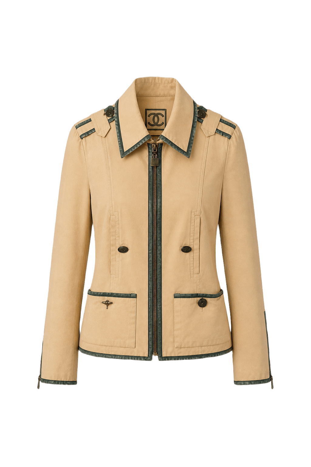 1990s Beige Synthetic Blend Jacket - Front View