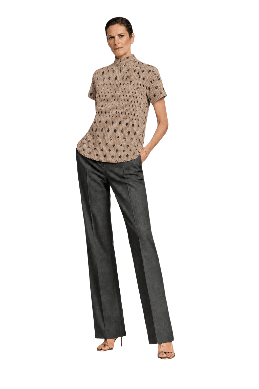 1990s Beige Synthetic Blend Blouse - Model