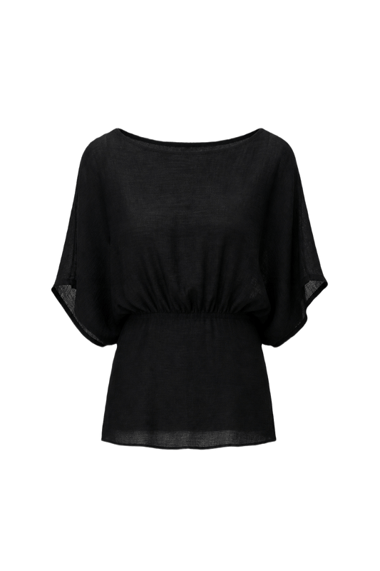 1990s Black Synthetic Blend Blouse - Front View