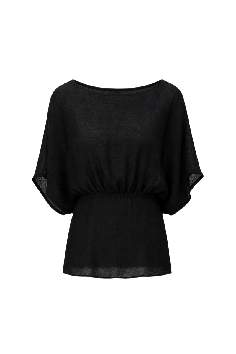 1990s Black Synthetic Blend Blouse - Front View