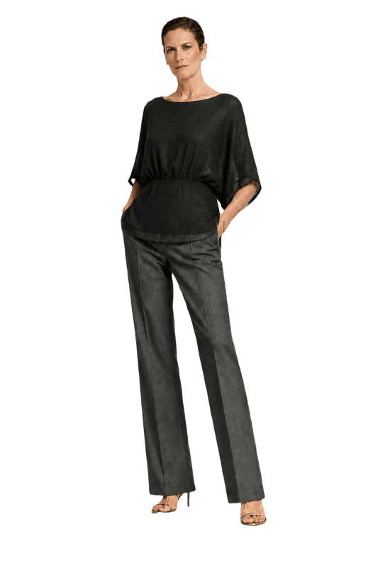 1990s Black Synthetic Blend Blouse - Model
