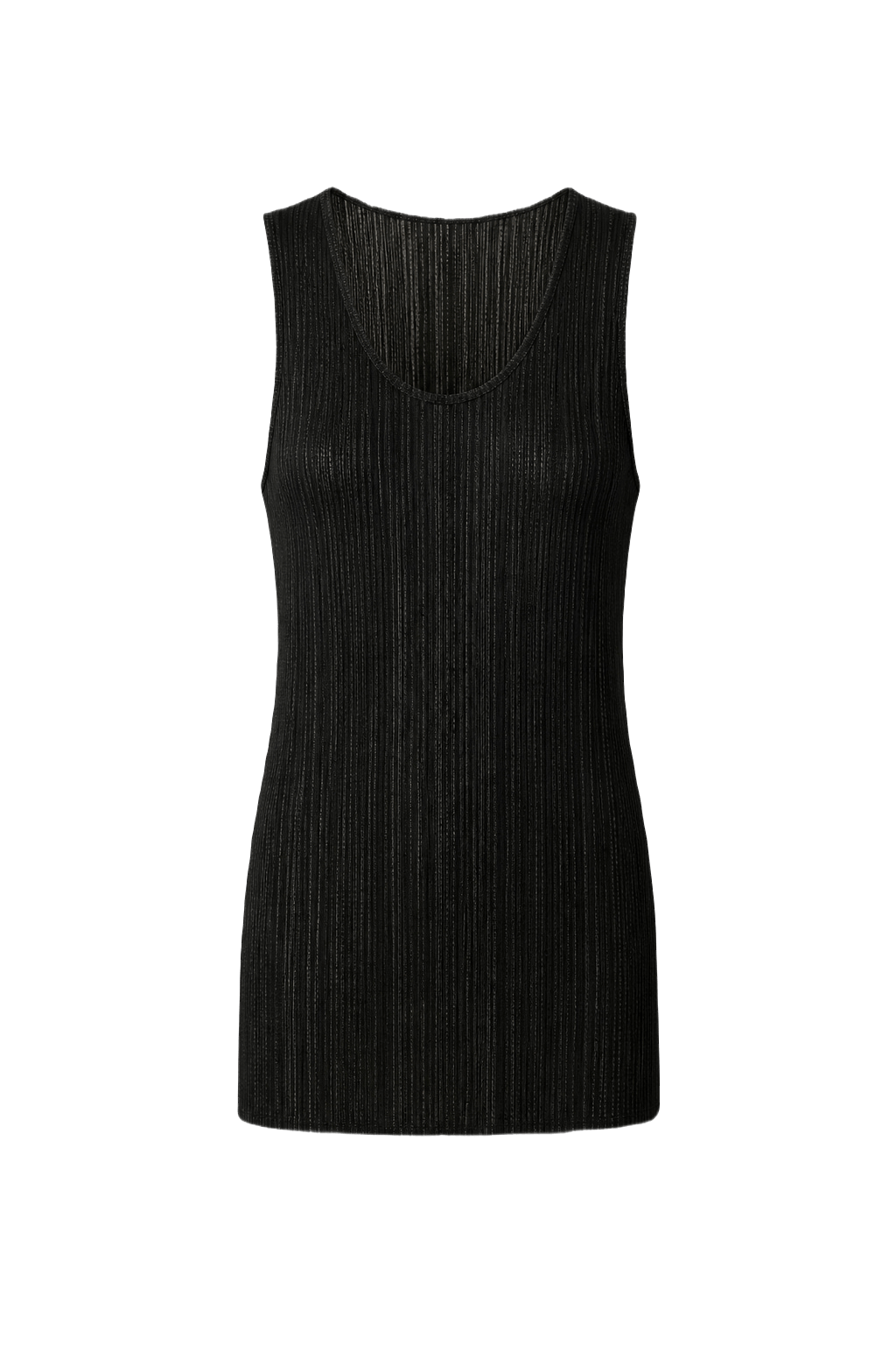 1990s Black Synthetic Blend Tank Top - Front View
