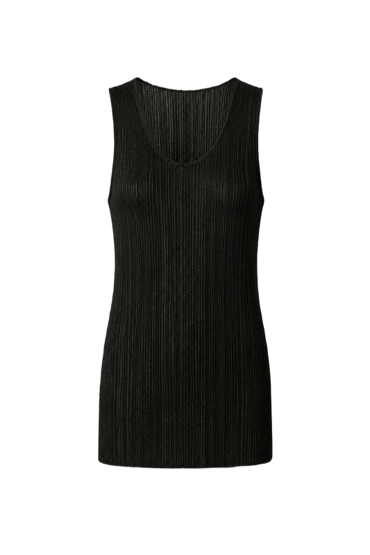 1990s Black Synthetic Blend Tank Top - Front View
