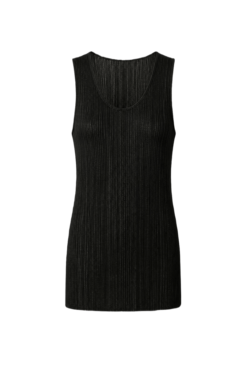 1990s Black Synthetic Blend Tank Top - Front View