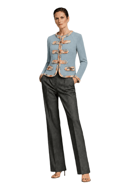 1990s Light Blue Cotton Blend Jacket - Model