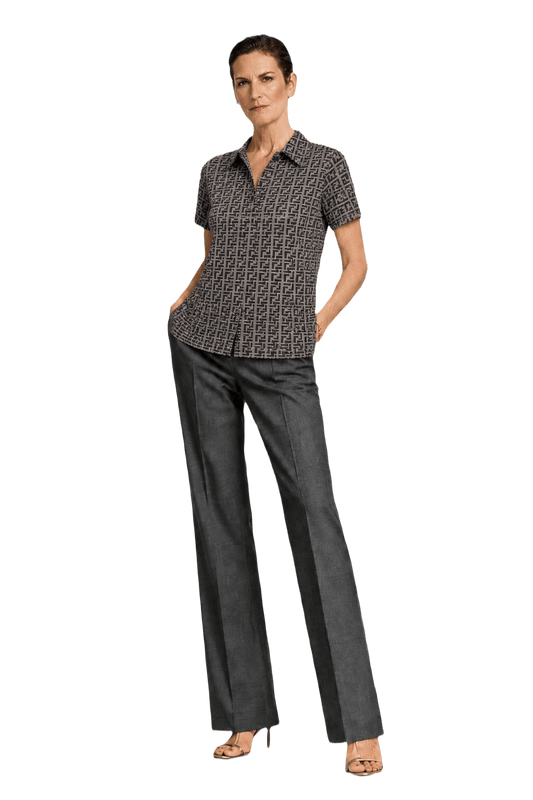 1990s Grey Synthetic Blend Blouse - Model