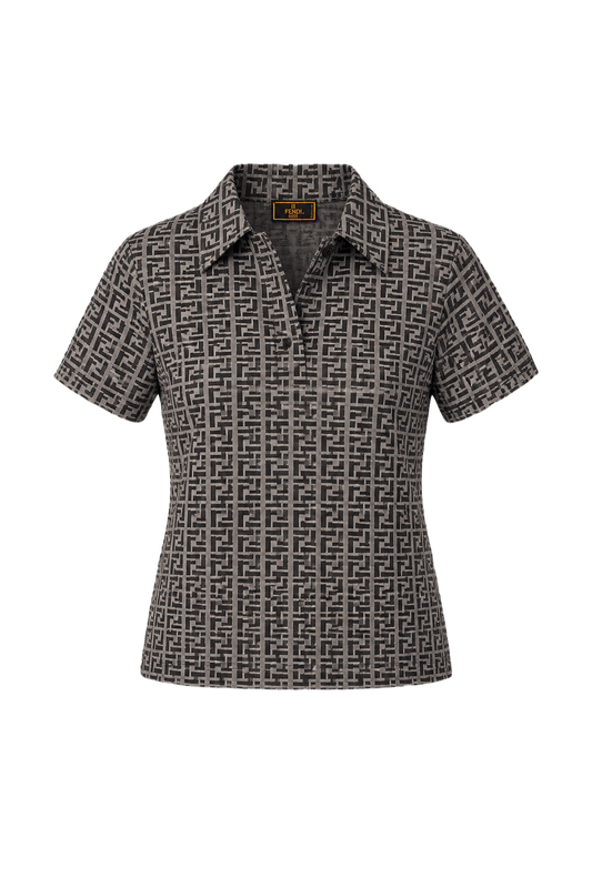 1990s Grey Synthetic Blend Blouse - Front View