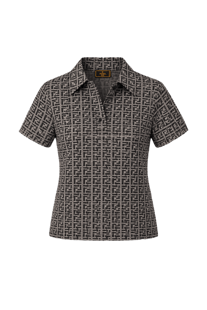1990s Grey Synthetic Blend Blouse - Front View