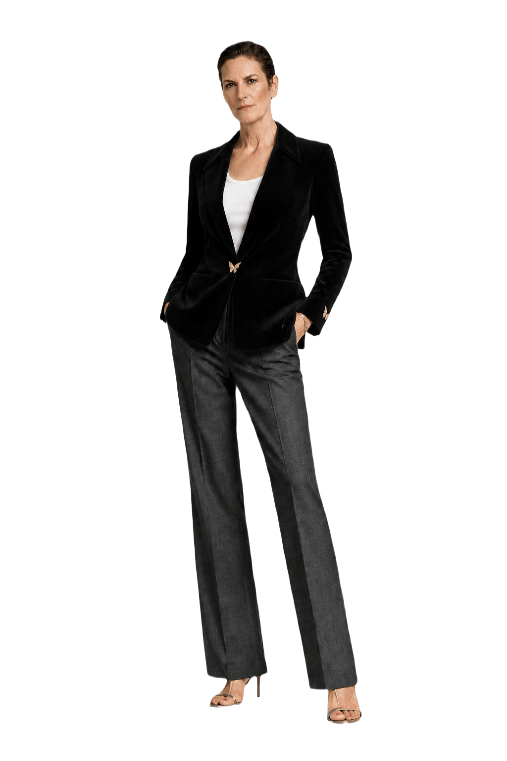 1990s Black Velvet Blazer - Model