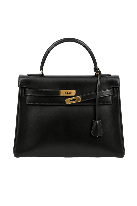 1970s Black Leather Handbag - Front View