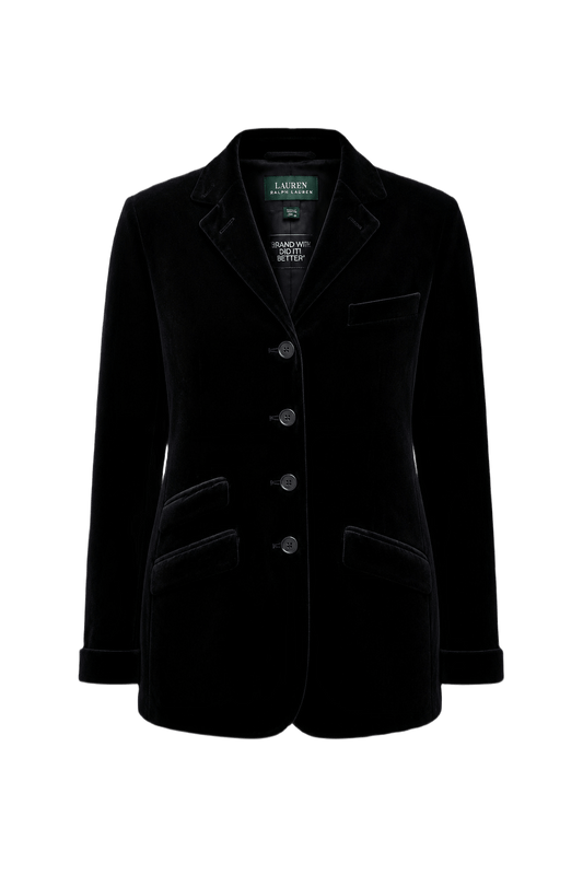 1990s Black Velvet Jacket - Front View
