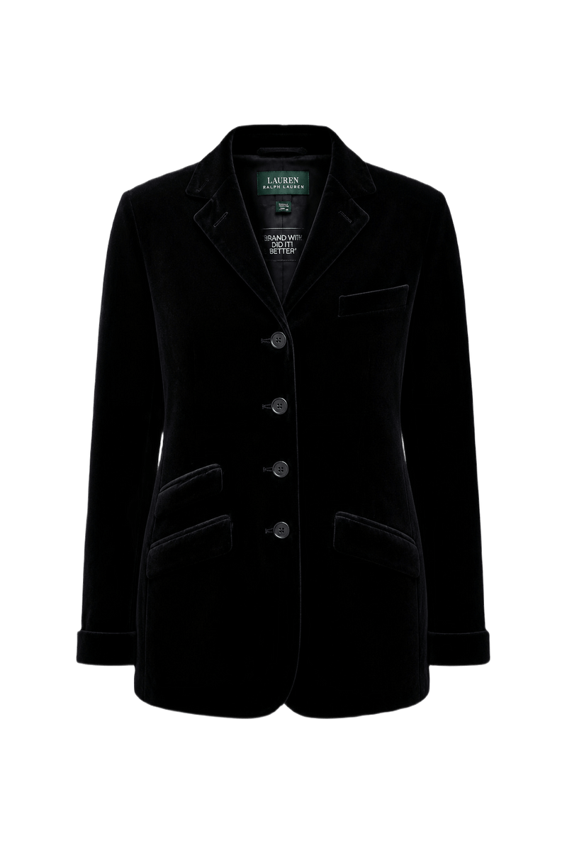 1990s Black Velvet Jacket - Front View