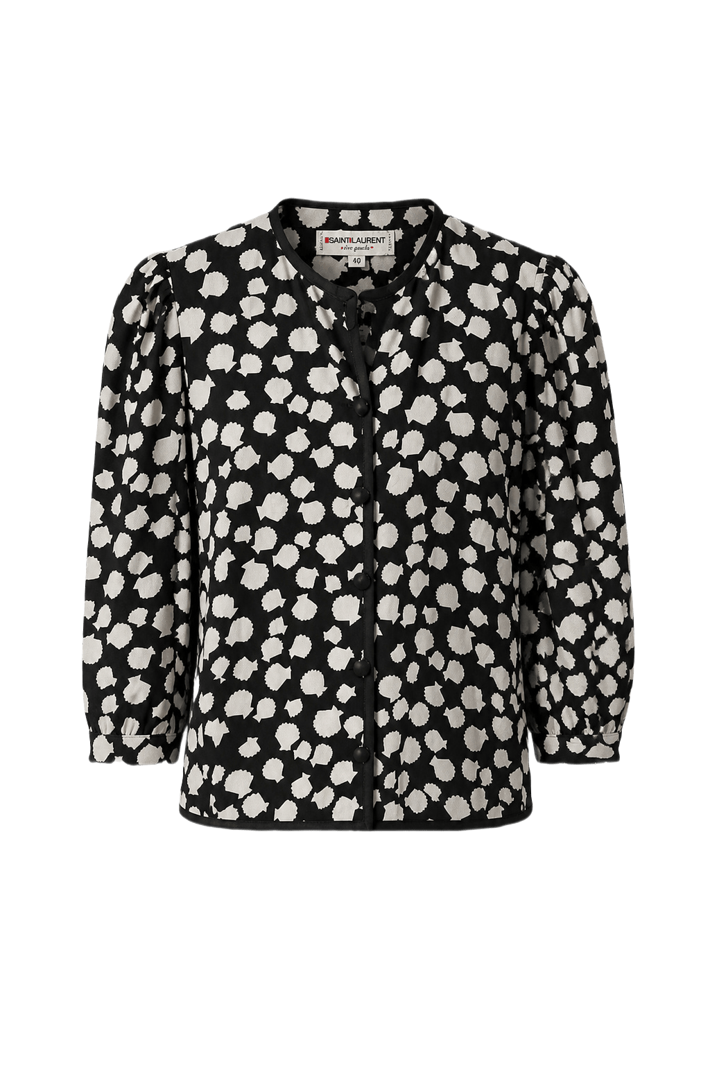 1970s Black Woven Blouse - Front View
