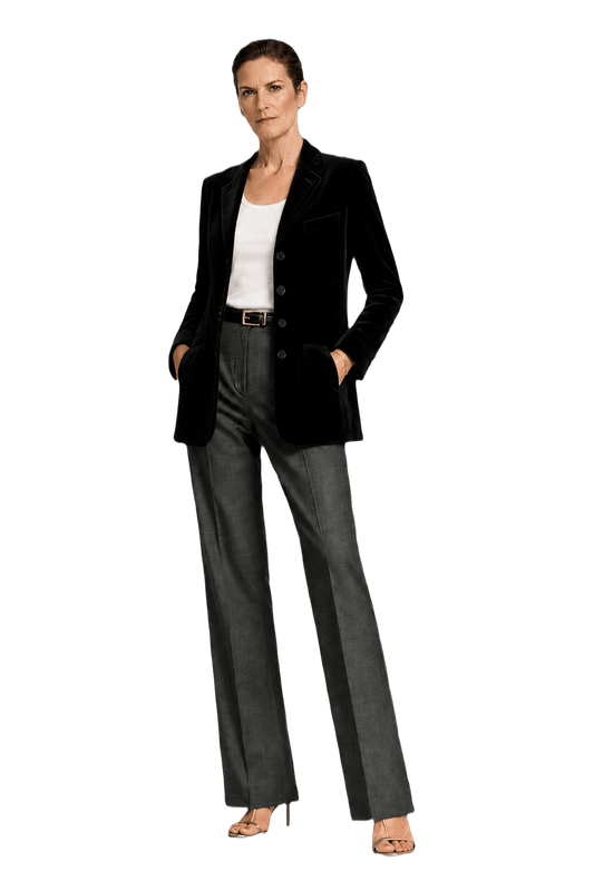 1990s Black Velvet Jacket - Model