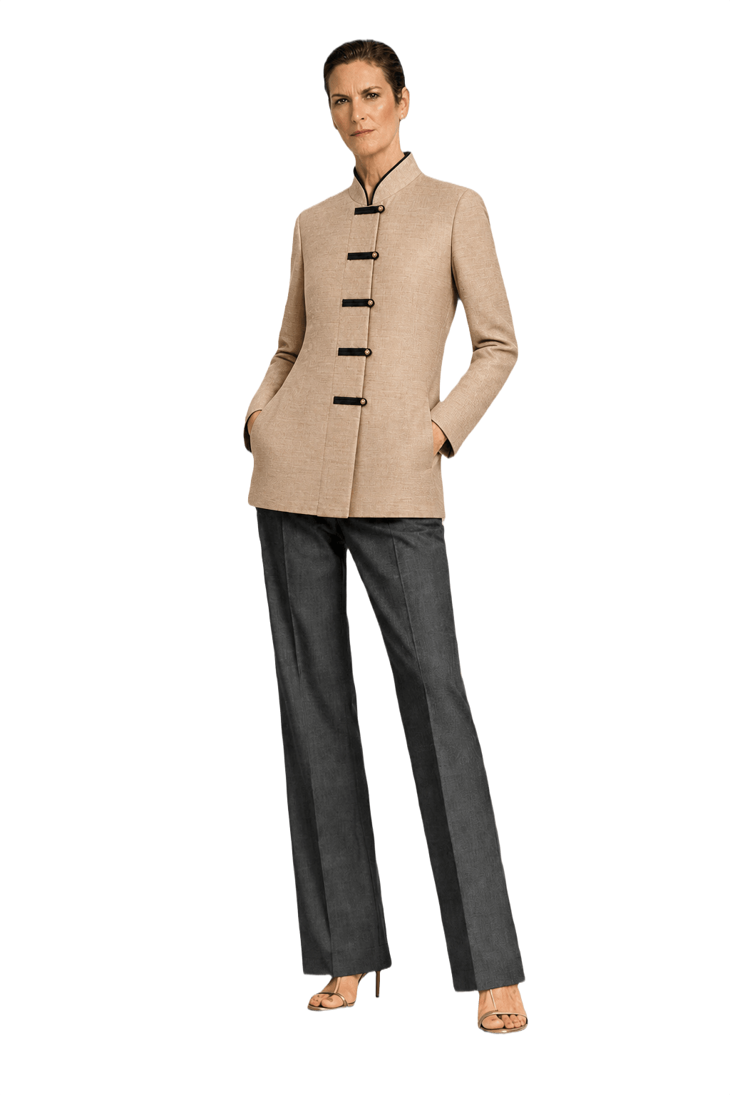 1980s Beige Wool Blend Jacket - Model