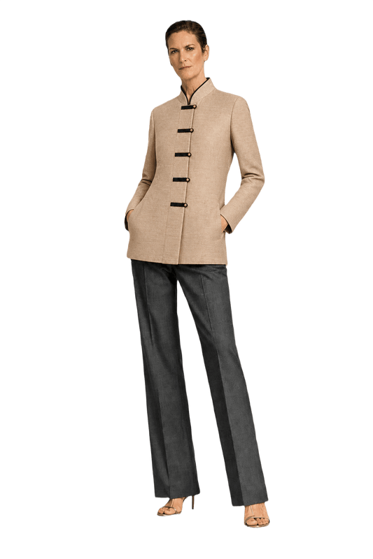 1980s Beige Wool Blend Jacket - Model