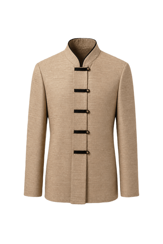 1980s Beige Wool Blend Jacket - Front View