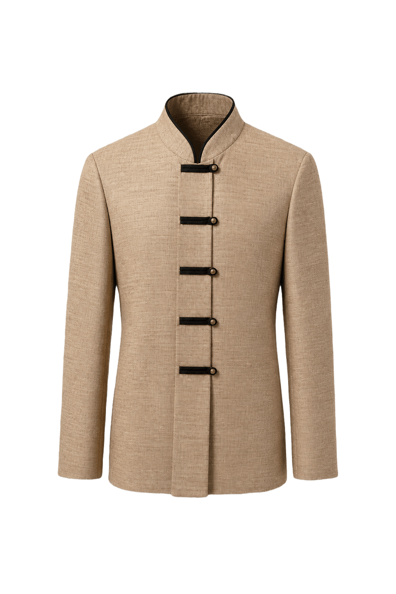 1980s Beige Wool Blend Jacket - Front View