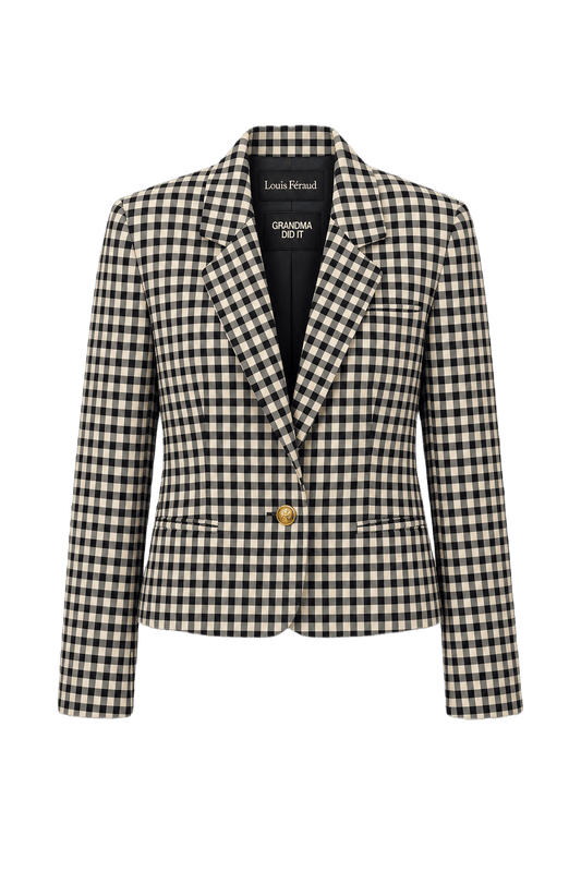 1980s Navy Blue Wool Blend Blazer - Front View