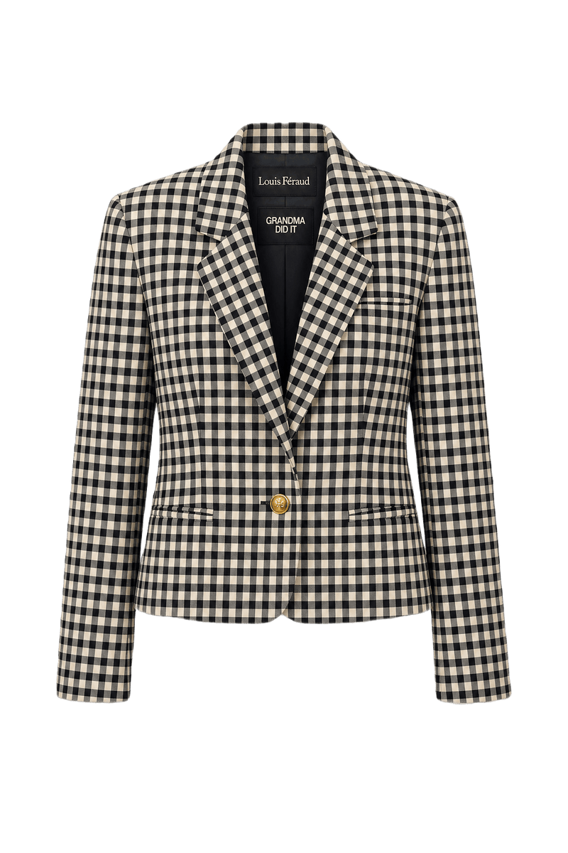 1980s Navy Blue Wool Blend Blazer - Front View