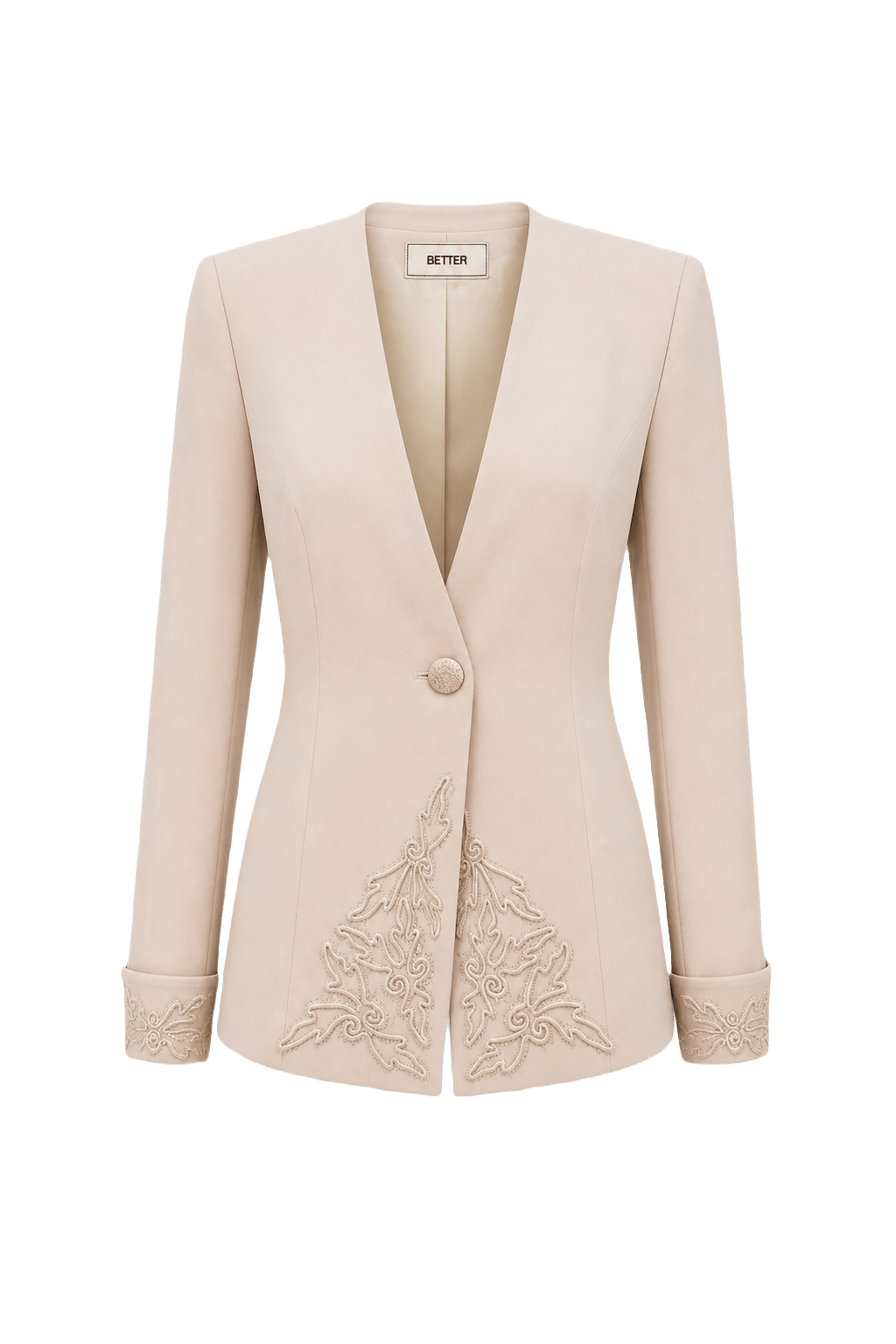 1980s Cream Polyester Blend Jacket - Front View