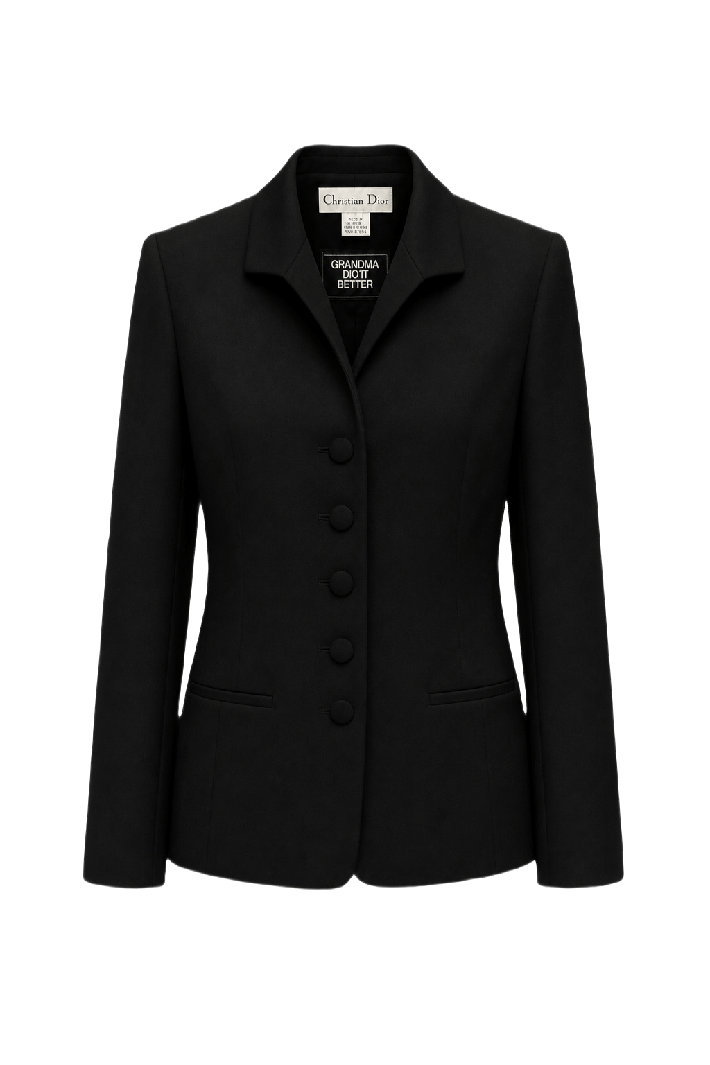 1980s Black Wool Blend Blazer - Front View
