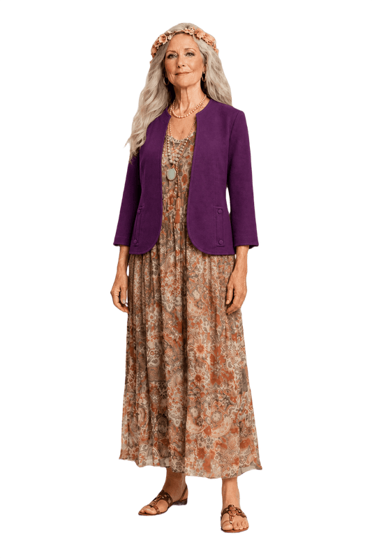 1970s Purple Polyester Blazer - Model