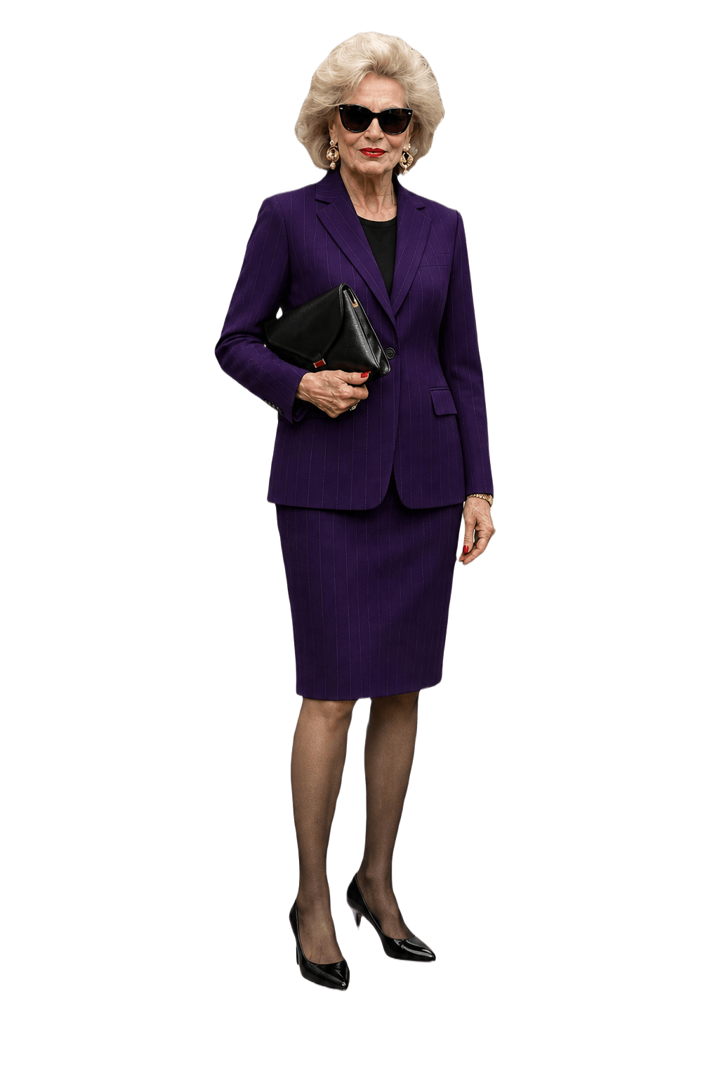 1980s Purple Wool Blend Skirt Suit - Model