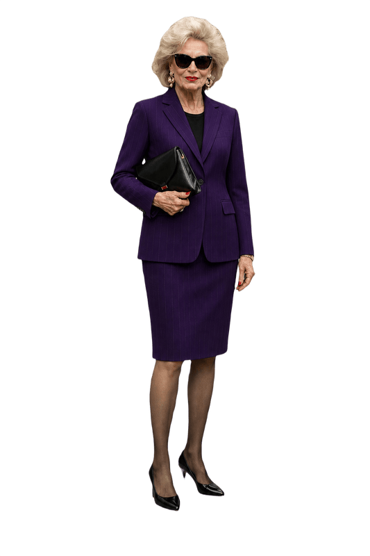 1980s Purple Wool Blend Skirt Suit - Model