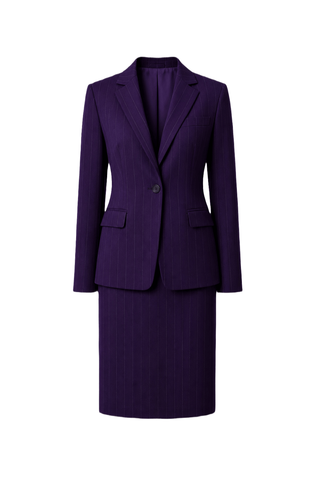 1980s Purple Wool Blend Skirt Suit - Front View
