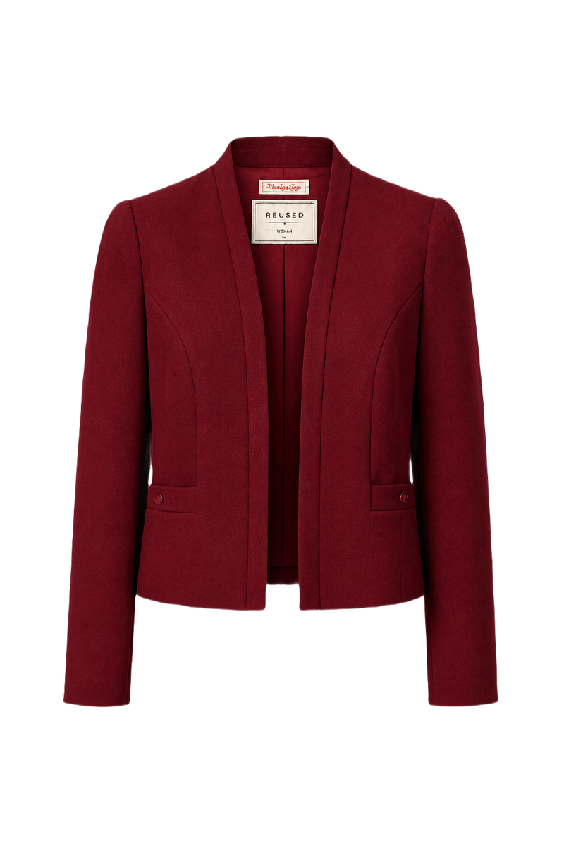 1980s Deep Burgundy Wool Blend Blazer - Front View