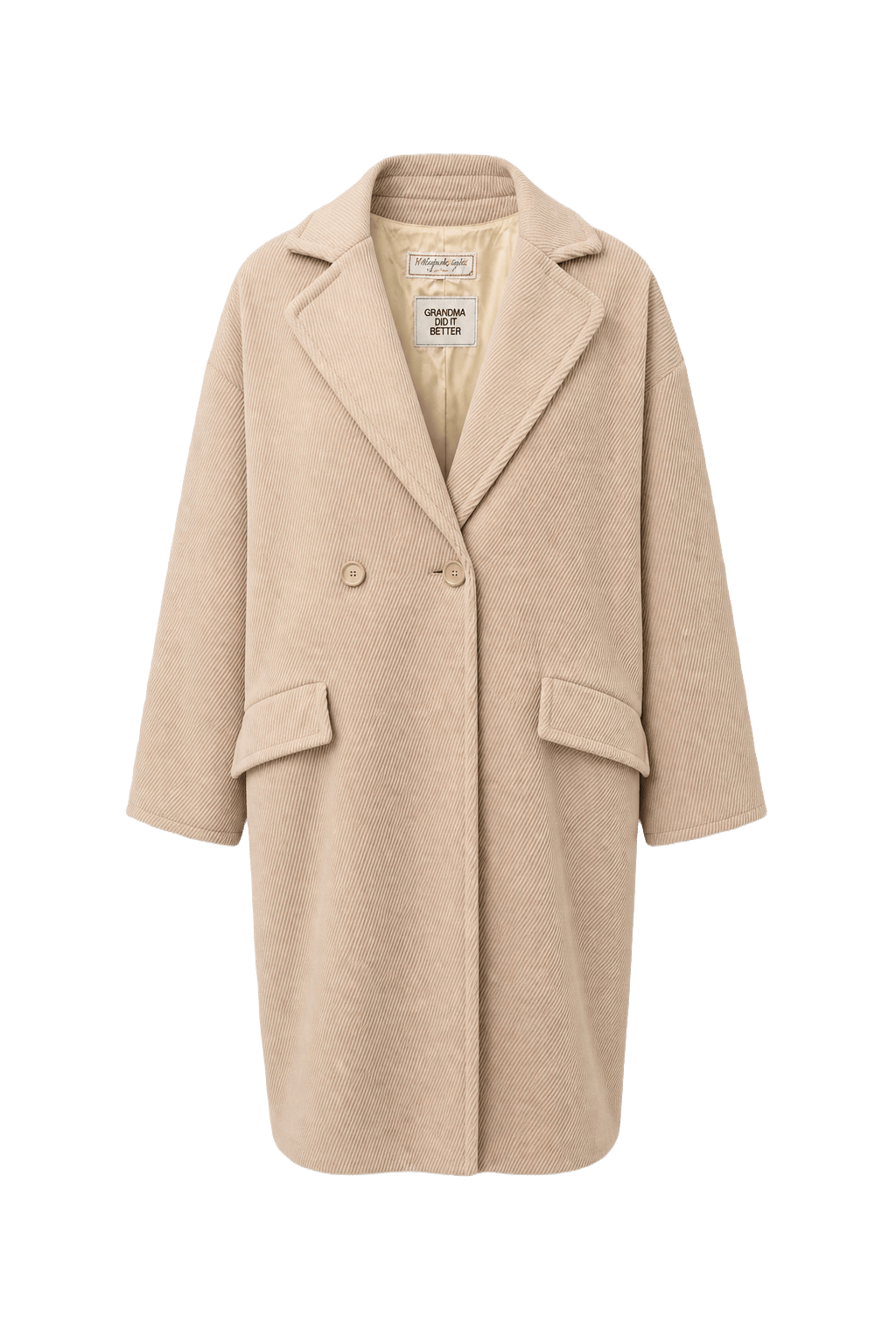 1990s Beige Corduroy Coat - Front View