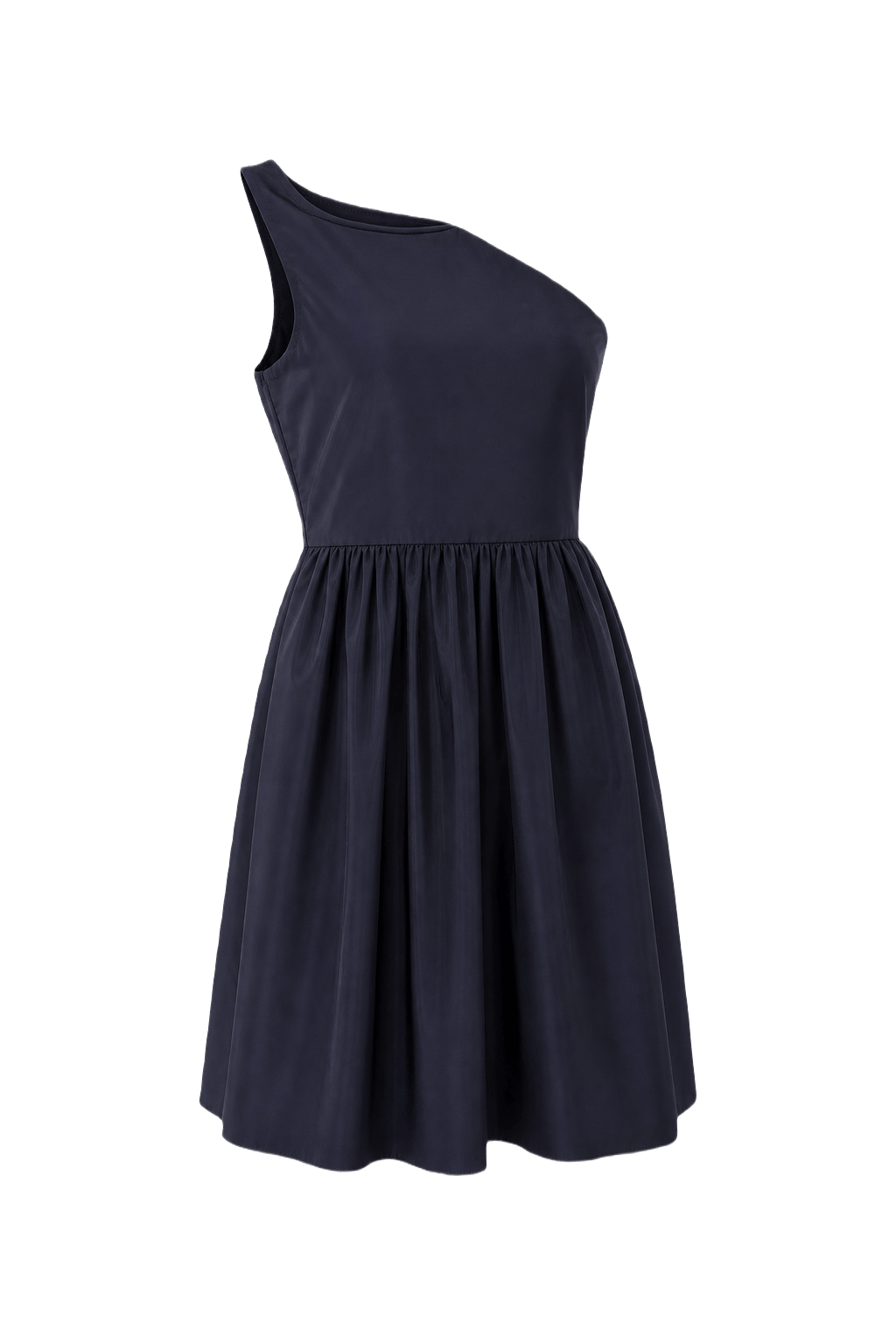 1990s Navy Blue Taffeta Dress - Front View