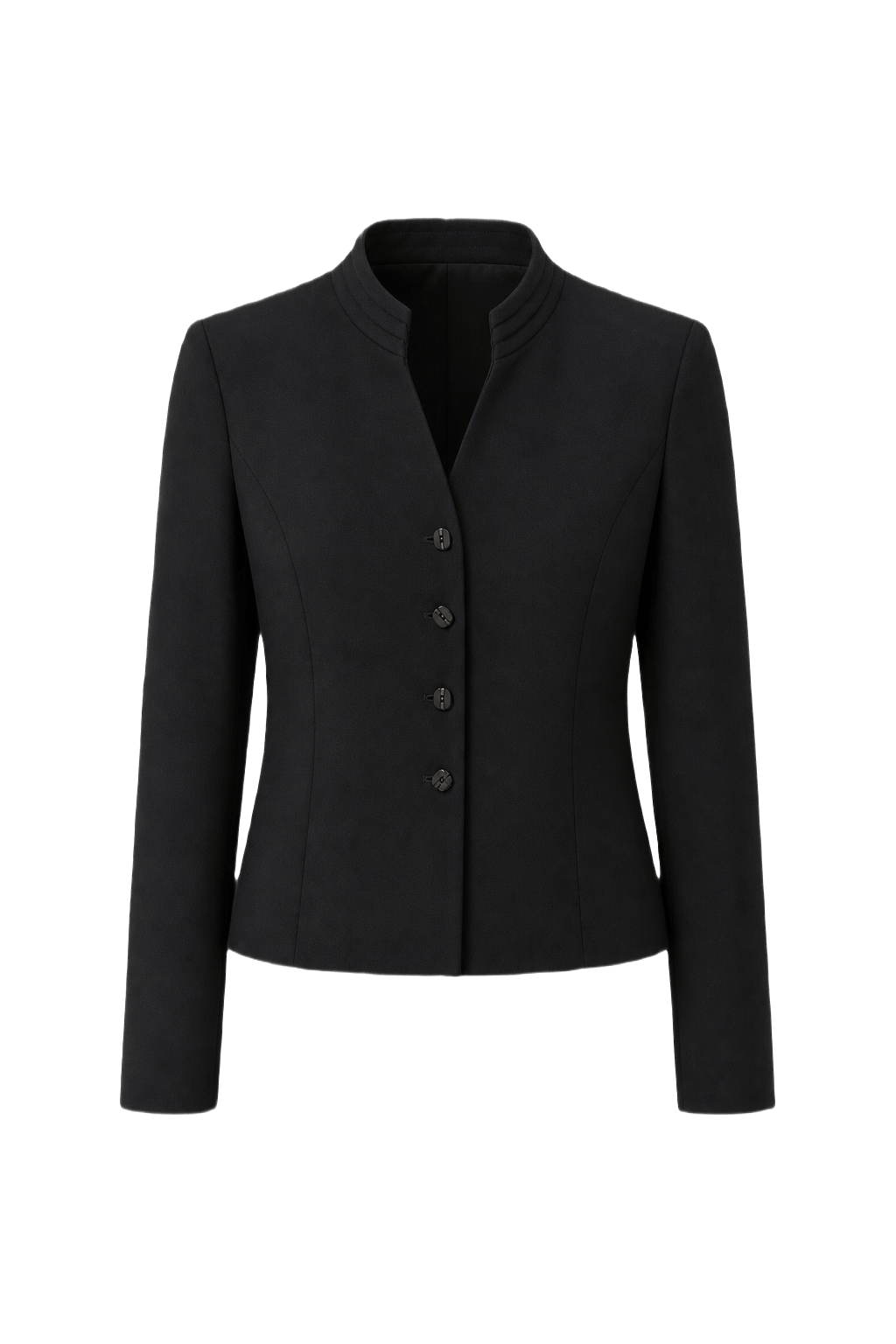 1970s Black Wool Blend Blazer - Front View