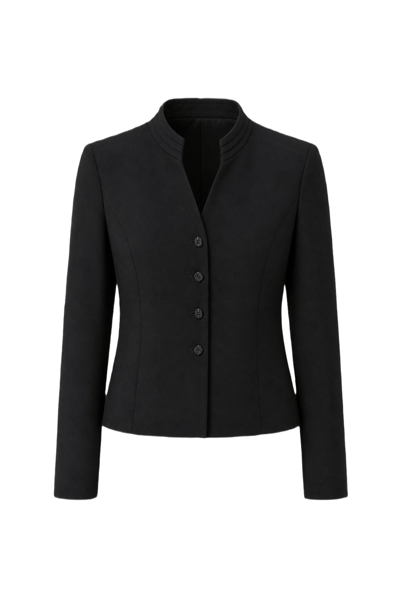 1970s Black Wool Blend Blazer - Front View