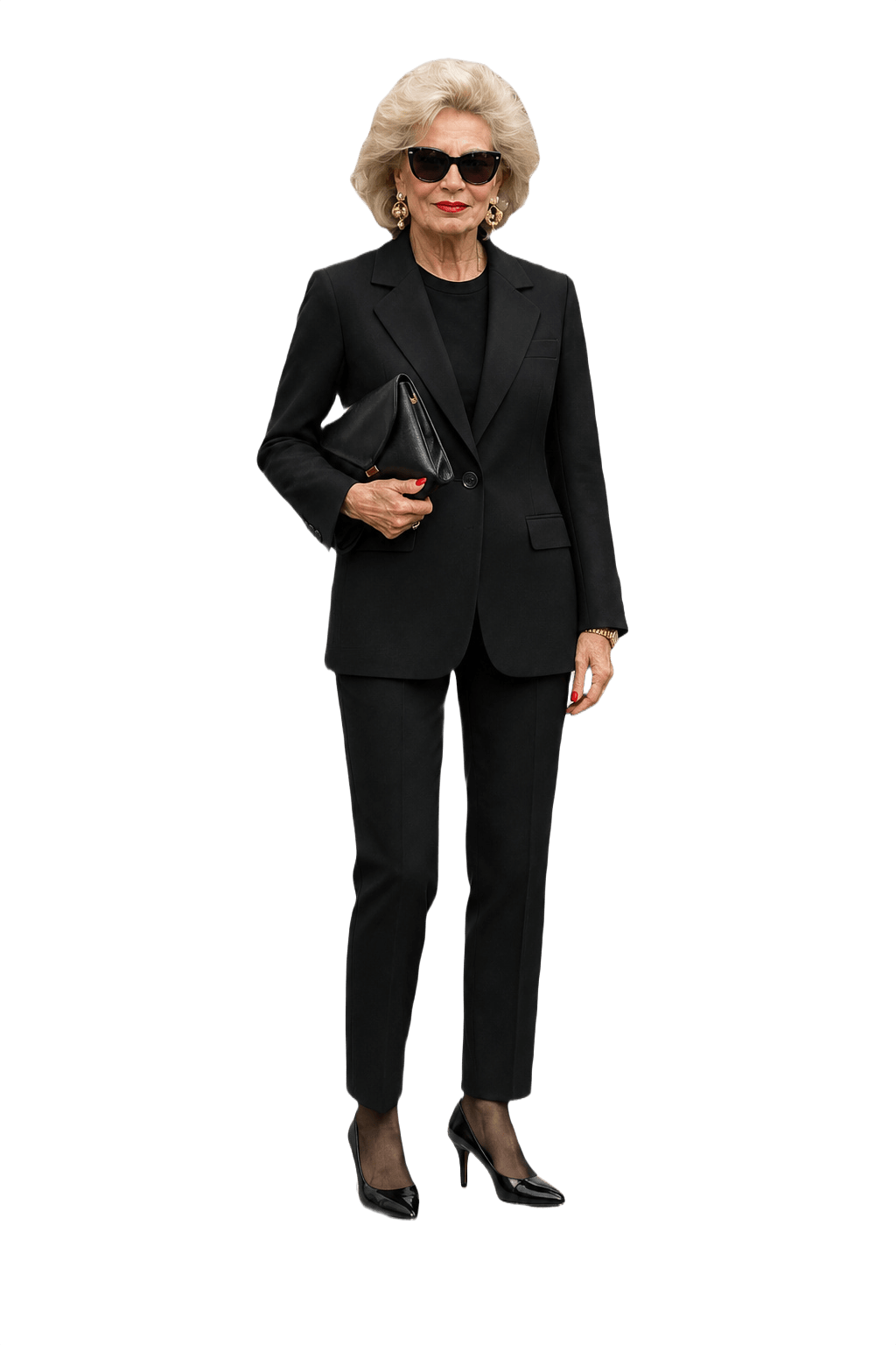 1980s Black Wool Blend Blazer - Model